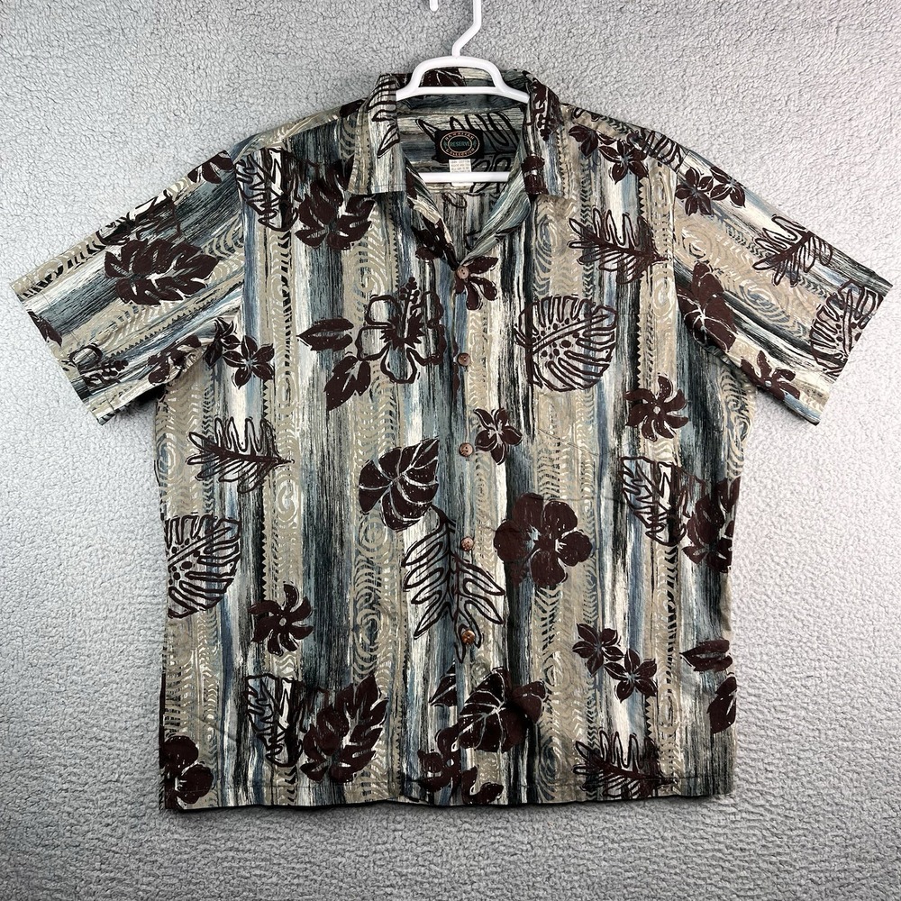 Hawaiian Reserve Collection Shirt Mens XL Floral Cotton‎ Made in Hawaii USA